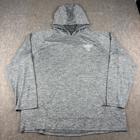 Under Armour Other - Under Armour Project Rock Bull Gray Heather Hoodie Sweatshirt Men's 3XL HeatGear